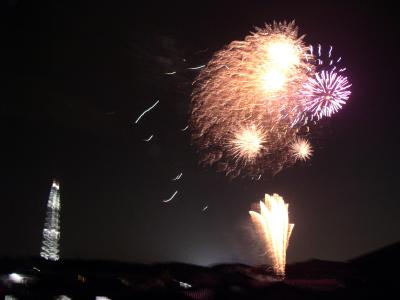 瀬戸タワーと花火